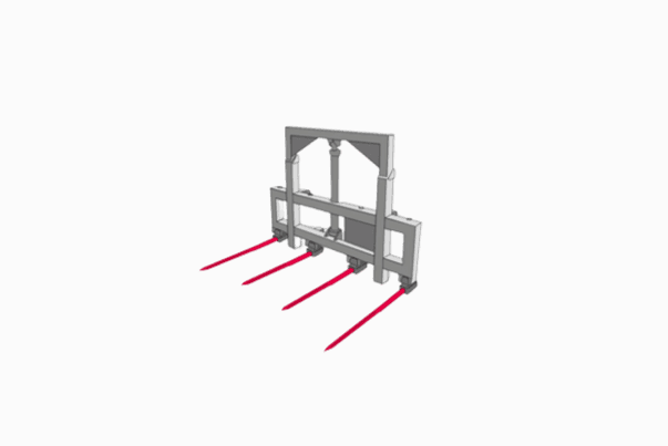 Four-spike fork for straw bales with sliding protection